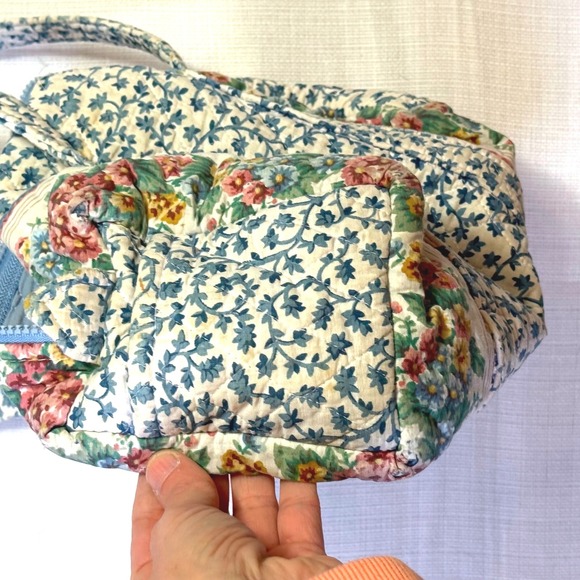 Vintage Vera Bradley Quilted Floral  Small Purse Bag Blue Pink Green Flowers - Picture 9 of 10